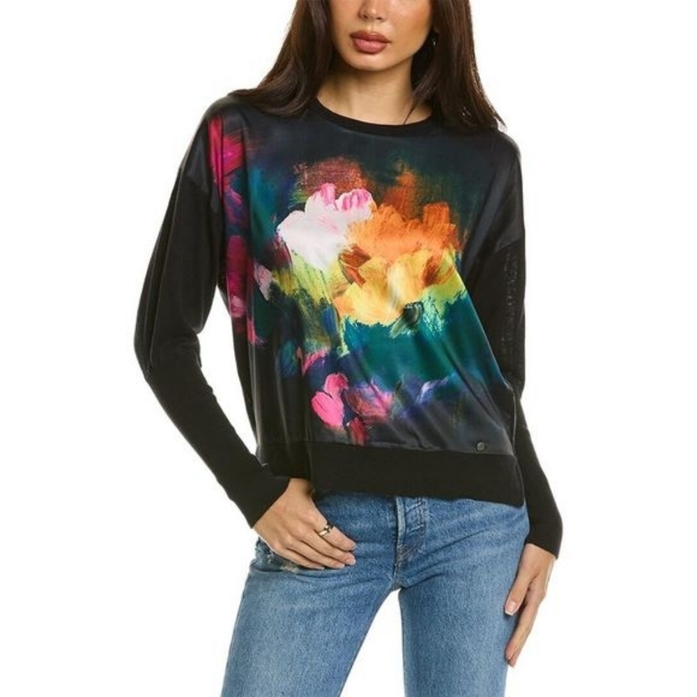 Ted Baker Flower Print Long Sleeve Top Size 1